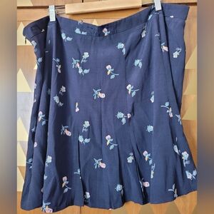 Navy floral flowy a-line LOFT miniskirt 22 plus